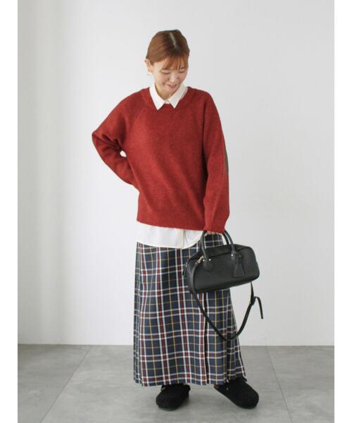 Lugnoncure（ルノンキュール）の「◎チェック柄プリーツスカート（スカート・レディース・ネイビー/ブラウン・F）」の5枚目の写真