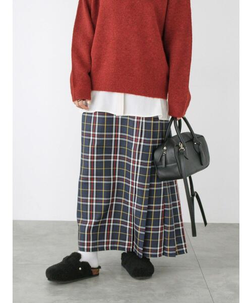 Lugnoncure（ルノンキュール）の「◎チェック柄プリーツスカート（スカート・レディース・ネイビー/ブラウン・F）」の6枚目の写真