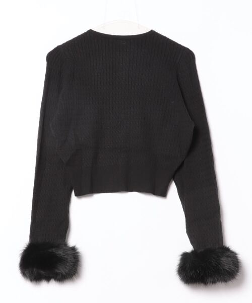 SWINGLE（スウィングル）の「袖ファーミニケーブルカーディガン（カーディガン/ボレロ・レディース・ピンク/オフホワイト/ブラック・FREE）」の4枚目の写真