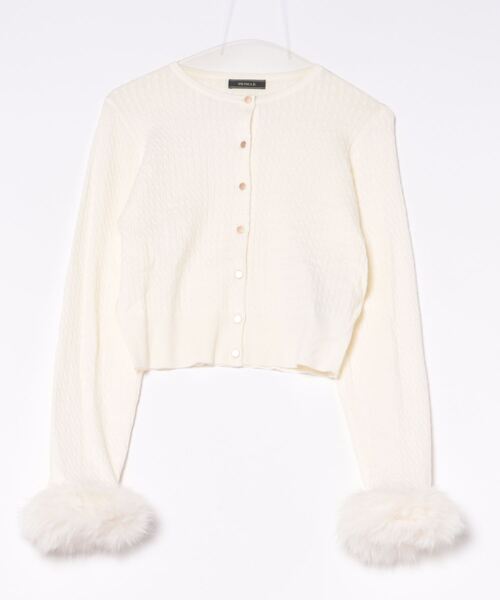 SWINGLE（スウィングル）の「袖ファーミニケーブルカーディガン（カーディガン/ボレロ・レディース・ピンク/オフホワイト/ブラック・FREE）」の16枚目の写真