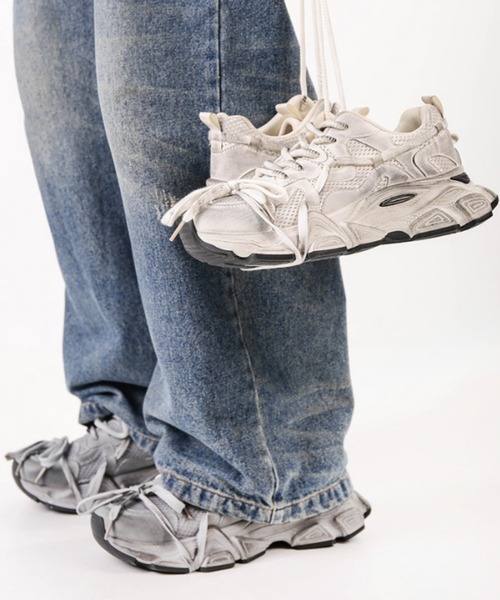 MGV（エムジーヴィー）の「USED加工ダッドスニーカー（スニーカー・メンズ・ブラック/アイボリー/グレー・MEDIUM/LARGE/X-LARGE）」の8枚目の写真