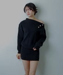 asymmetry knit mini dress/アシンメトリーニットミニドレス