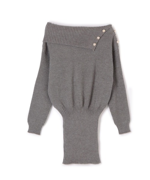 M DOLLY（エムドリー）の「asymmetry knit mini dress/アシンメトリーニットミニドレス（ワンピース・レディース・グレー/ブラック・S/M/L）」の11枚目の写真