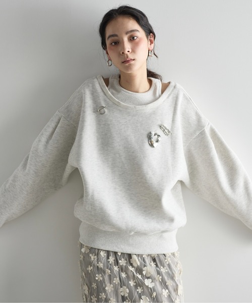 2WAYフェイクレイヤードスウェットプルオーバー