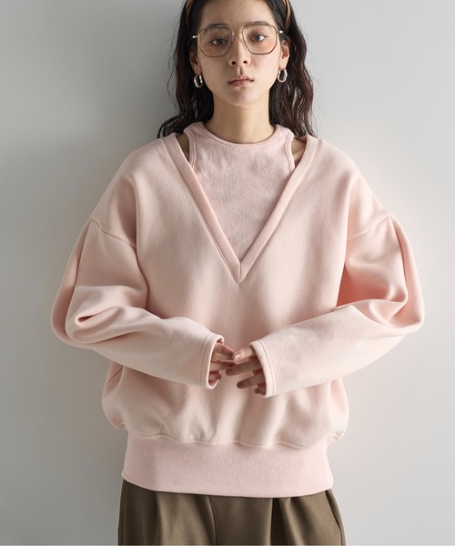 【FVLMEN】フェイクレイヤード スウェット プルオーバー 半額クーポン対象トップス スウェット プルオーバー 裏