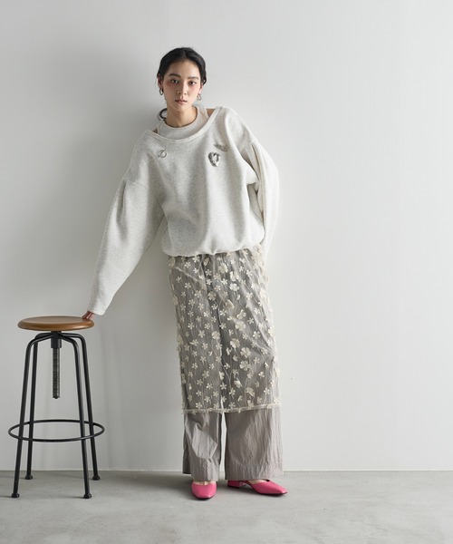 2WAYフェイクレイヤードスウェットプルオーバー