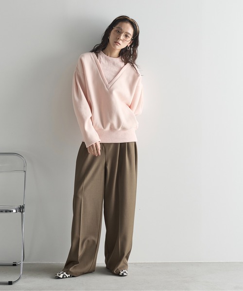 THE YOn（ザヨン）の「2WAYフェイクレイヤードスウェットプルオーバー（スウェット・レディース・ピンク/チャコール/オートミール・FREE）」の19枚目の写真