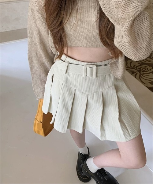 FREE STYLISTS(フリー スタイリスト)の「ベルト付き プリーツミニスカート(スカート・レディース・アイボリー/カーキ/ブラック/ブラウン・S/M/L/XL)」の21枚目の写真
