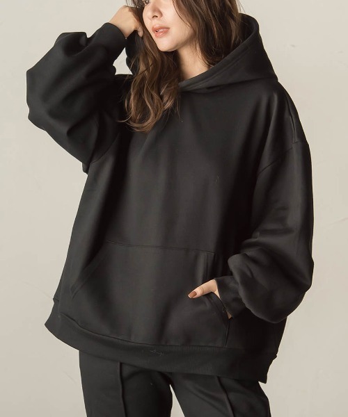 VICKY(ビッキー)の「裏起毛フーディ≪洗濯機で洗える≫(パーカー・レディース・カーキ/ブラック/ネイビー/ライトグレー・M)」の2枚目の写真