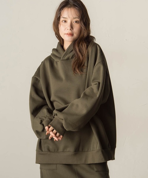 VICKY(ビッキー)の「裏起毛フーディ≪洗濯機で洗える≫(パーカー・レディース・カーキ/ブラック/ネイビー/ライトグレー・M)」の8枚目の写真