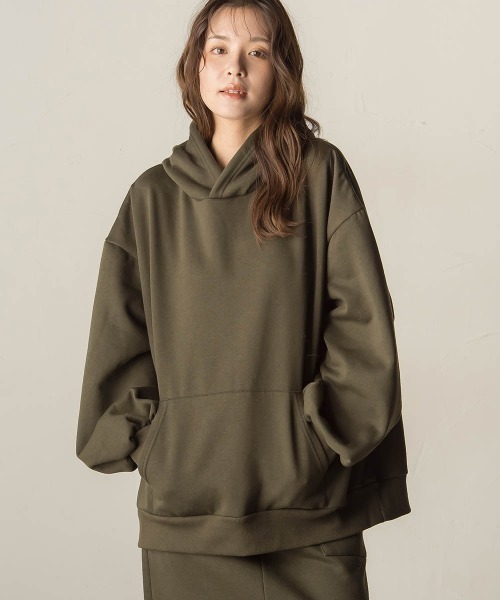 VICKY(ビッキー)の「裏起毛フーディ≪洗濯機で洗える≫(パーカー・レディース・カーキ/ブラック/ネイビー/ライトグレー・M)」の9枚目の写真