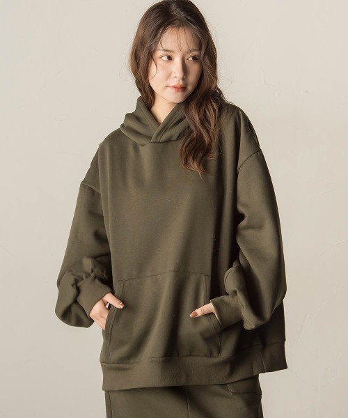 VICKY(ビッキー)の「裏起毛フーディ≪洗濯機で洗える≫(パーカー・レディース・カーキ/ブラック/ネイビー/ライトグレー・M)」の10枚目の写真