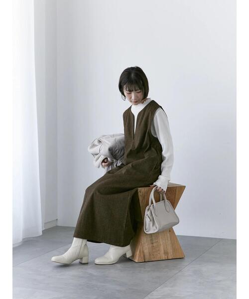 Samansa Mos2 blue（サマンサモスモスブルー）の「ウールライクチェックジャンスカ（ワンピース・レディース・ベージュ/ブラウン/グレー・F）」の3枚目の写真