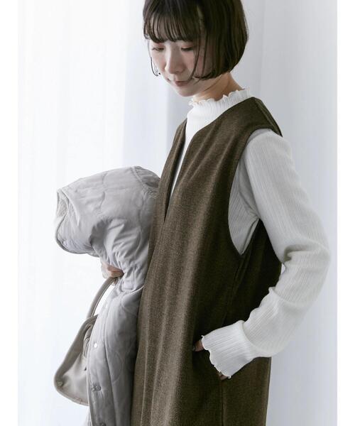 Samansa Mos2 blue（サマンサモスモスブルー）の「ウールライクチェックジャンスカ（ワンピース・レディース・ベージュ/ブラウン/グレー・F）」の19枚目の写真