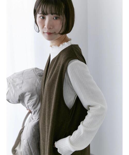 Samansa Mos2 blue（サマンサモスモスブルー）の「ウールライクチェックジャンスカ（ワンピース・レディース・ベージュ/ブラウン/グレー・F）」の22枚目の写真