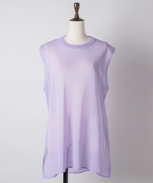 LA BELLE ETUDE（ラベルエチュード）の「シアークルーネックノースリーブニット（ニット/セーター・レディース・ライトパープル/ネイビー/ホワイト/ブラック/グレー・FREE）」の17枚目の写真