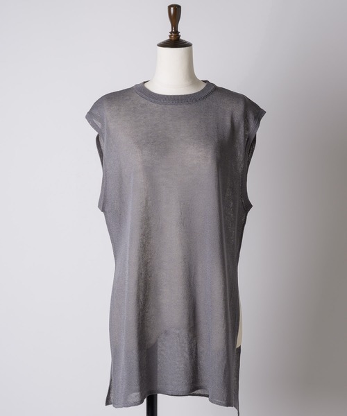 LA BELLE ETUDE（ラベルエチュード）の「シアークルーネックノースリーブニット（ニット/セーター・レディース・ライトパープル/ネイビー/ホワイト/ブラック/グレー・FREE）」の19枚目の写真