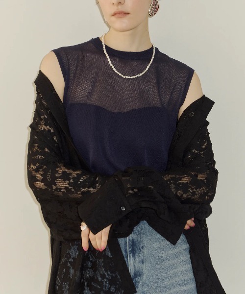 セール】シアークルーネックノースリーブニット（ニット/セーター