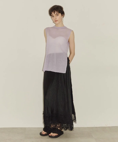 LA BELLE ETUDE（ラベルエチュード）の「シアークルーネックノースリーブニット（ニット/セーター・レディース・ライトパープル/ネイビー/ホワイト/ブラック/グレー・FREE）」の15枚目の写真