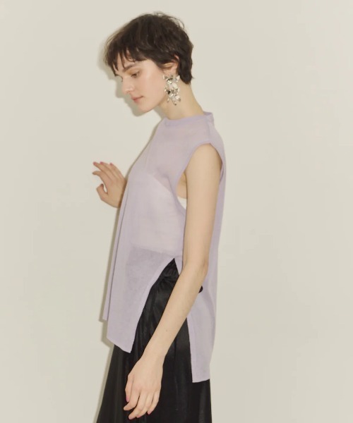 LA BELLE ETUDE（ラベルエチュード）の「シアークルーネックノースリーブニット（ニット/セーター・レディース・ライトパープル/ネイビー/ホワイト/ブラック/グレー・FREE）」の13枚目の写真