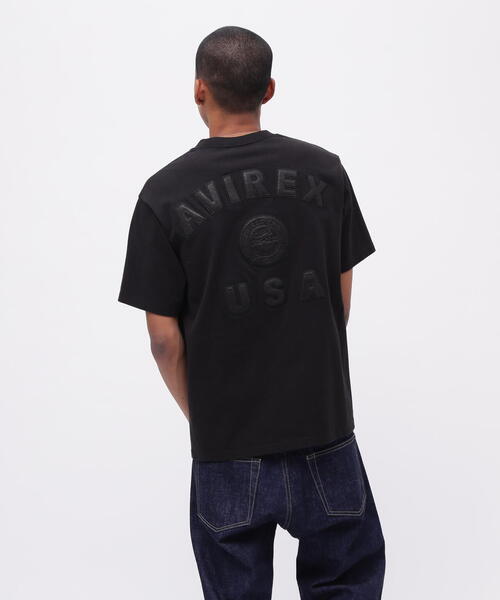 新作レディース*LV*ポケットロゴサイン入 Tシャツ 半袖 ブラック 50th Anniversary》LEATHER PATCHED VARSITY T-SHIRT / レザー