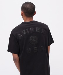《50th Anniversary》LEATHER PATCHED VARSITY T-SHIRT / レザー パッチド バーシティ 半袖Tシャツ / AVIREX / アヴィレックス