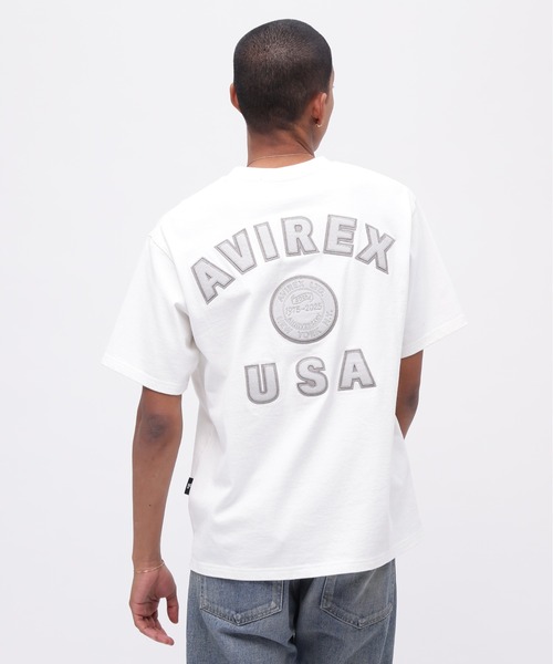 AVIREX(アヴィレックス)の「《50th Anniversary》LEATHER PATCHED VARSITY T-SHIRT / レザー パッチド バーシティ 半袖Tシャツ / AVIREX / アヴィレックス(Tシャツ/カットソー・メンズ・ブラック/ホワイト/ネイビー・XX-LARGE/X-LARGE/LARGE/MEDIUM)」の18枚目の写真