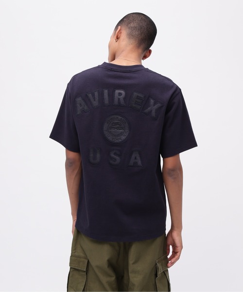 AVIREX(アヴィレックス)の「《50th Anniversary》LEATHER PATCHED VARSITY T-SHIRT / レザー パッチド バーシティ 半袖Tシャツ / AVIREX / アヴィレックス(Tシャツ/カットソー・メンズ・ブラック/ホワイト/ネイビー・XX-LARGE/X-LARGE/LARGE/MEDIUM)」の14枚目の写真
