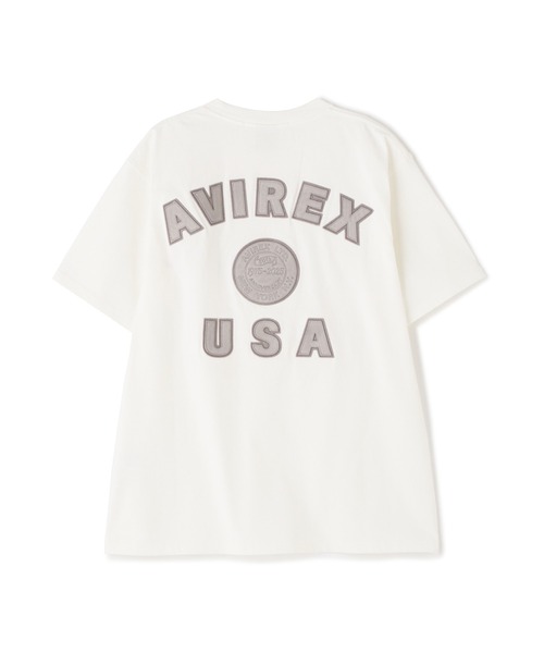 AVIREX(アヴィレックス)の「《50th Anniversary》LEATHER PATCHED VARSITY T-SHIRT / レザー パッチド バーシティ 半袖Tシャツ / AVIREX / アヴィレックス(Tシャツ/カットソー・メンズ・ブラック/ホワイト/ネイビー・XX-LARGE/X-LARGE/LARGE/MEDIUM)」の7枚目の写真