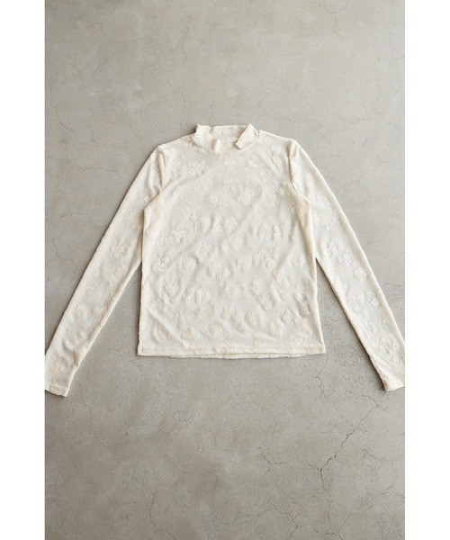 SからM対応 ベロア調の花浮かぶ 上品シアーインナー ベロア調の花浮かぶ 上品シアーインナー（Tシャツ/カットソー