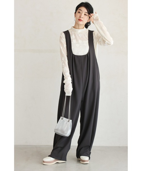 tシャツ ベロア調の花浮かぶ 上品シアーインナー レディース ベロア調の花浮かぶ 上品シアーインナー（Tシャツ/カットソー