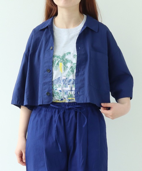 yuni(ユニ )の「hightwist コットン product dye haori シャツ(シャツ/ブラウス・レディース・ブラック/ブルー/グレー・FREE)」の3枚目の写真