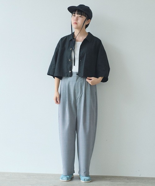 yuni(ユニ )の「hightwist コットン product dye haori シャツ(シャツ/ブラウス・レディース・ブラック/ブルー/グレー・FREE)」の14枚目の写真