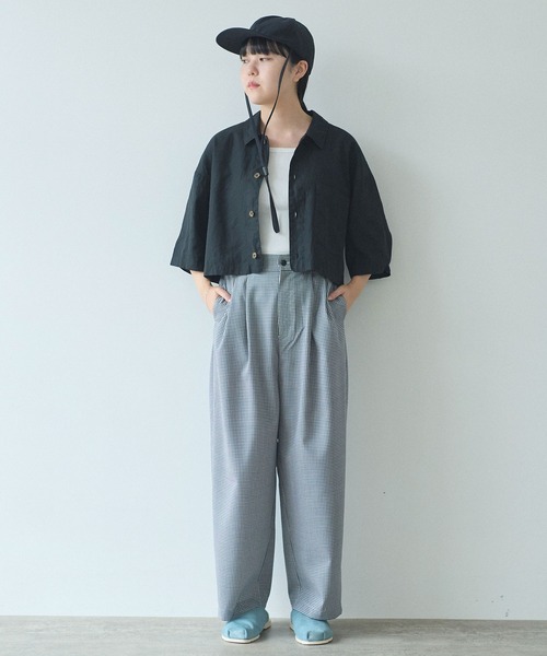 yuni(ユニ )の「hightwist コットン product dye haori シャツ(シャツ/ブラウス・レディース・ブラック/ブルー/グレー・FREE)」の15枚目の写真