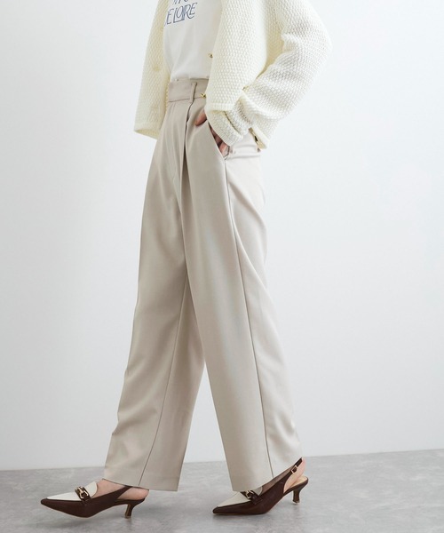 VIS(ビス)の「【美easy】コンフォートストレートワイドパンツ/イージーケア・UVケア・セットアップ対応(スラックス・レディース・ネイビー/ライトグリーン/ベージュ系その他・SS/S/M/L)」の7枚目の写真