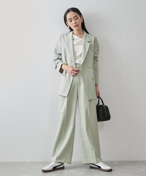 VIS(ビス)の「【美easy】コンフォートストレートワイドパンツ/イージーケア・UVケア・セットアップ対応(スラックス・レディース・ネイビー/ライトグリーン/ベージュ系その他・SS/S/M/L)」の9枚目の写真