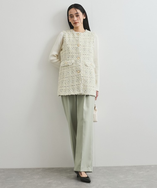 VIS(ビス)の「【美easy】コンフォートストレートワイドパンツ/イージーケア・UVケア・セットアップ対応(スラックス・レディース・ネイビー/ライトグリーン/ベージュ系その他・SS/S/M/L)」の12枚目の写真