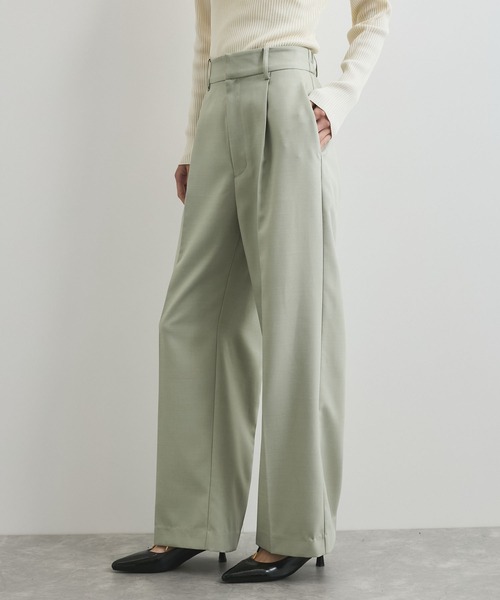 VIS(ビス)の「【美easy】コンフォートストレートワイドパンツ/イージーケア・UVケア・セットアップ対応(スラックス・レディース・ネイビー/ライトグリーン/ベージュ系その他・SS/S/M/L)」の13枚目の写真
