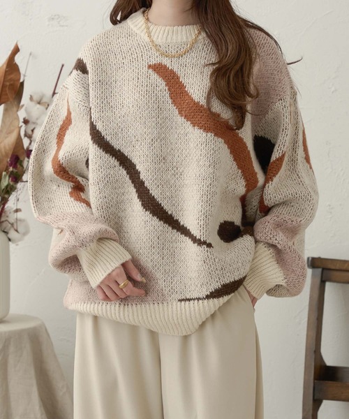 Ambre Neige(アンブルネージュ)の「jacquard nuance knit / ジャガードニュアンスニット(ニット/セーター・レディース・アイボリー/ダークブラウン/ライトグリーン・FREE)」の7枚目の写真