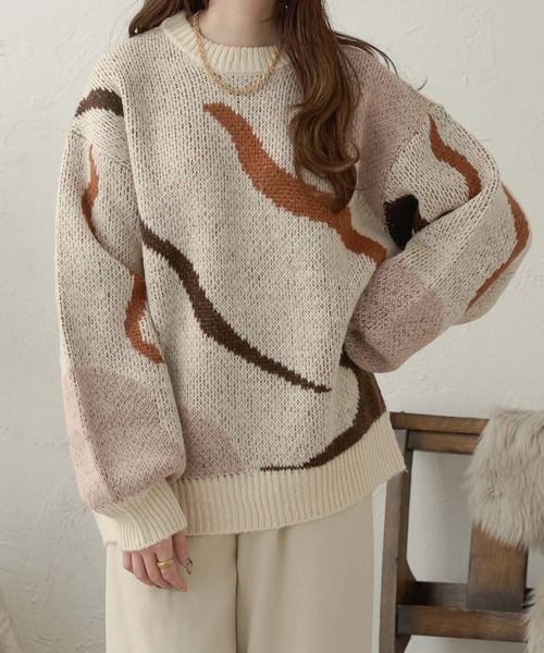 Ambre Neige(アンブルネージュ)の「jacquard nuance knit / ジャガードニュアンスニット(ニット/セーター・レディース・アイボリー/ダークブラウン/ライトグリーン・FREE)」の8枚目の写真