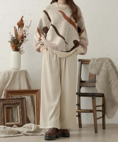 Ambre Neige(アンブルネージュ)の「jacquard nuance knit / ジャガードニュアンスニット(ニット/セーター・レディース・アイボリー/ダークブラウン/ライトグリーン・FREE)」の9枚目の写真