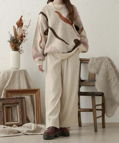 Ambre Neige(アンブルネージュ)の「jacquard nuance knit / ジャガードニュアンスニット(ニット/セーター・レディース・アイボリー/ダークブラウン/ライトグリーン・FREE)」の10枚目の写真