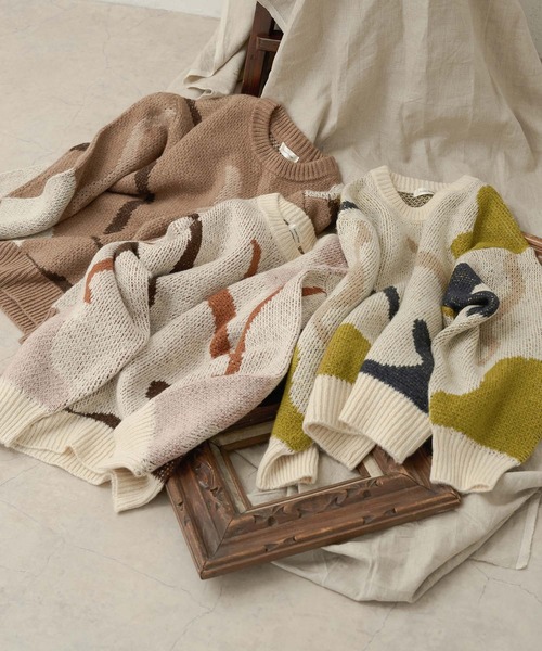 Ambre Neige(アンブルネージュ)の「jacquard nuance knit / ジャガードニュアンスニット(ニット/セーター・レディース・アイボリー/ダークブラウン/ライトグリーン・FREE)」の4枚目の写真