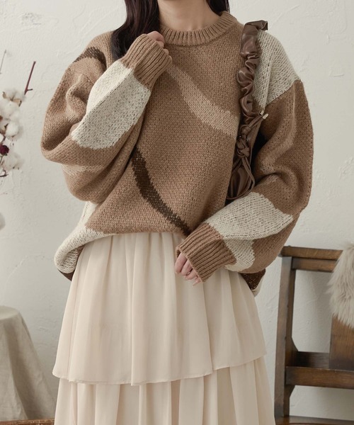 Ambre Neige(アンブルネージュ)の「jacquard nuance knit / ジャガードニュアンスニット(ニット/セーター・レディース・アイボリー/ダークブラウン/ライトグリーン・FREE)」の12枚目の写真