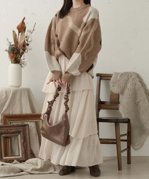 Ambre Neige(アンブルネージュ)の「jacquard nuance knit / ジャガードニュアンスニット(ニット/セーター・レディース・アイボリー/ダークブラウン/ライトグリーン・FREE)」の16枚目の写真