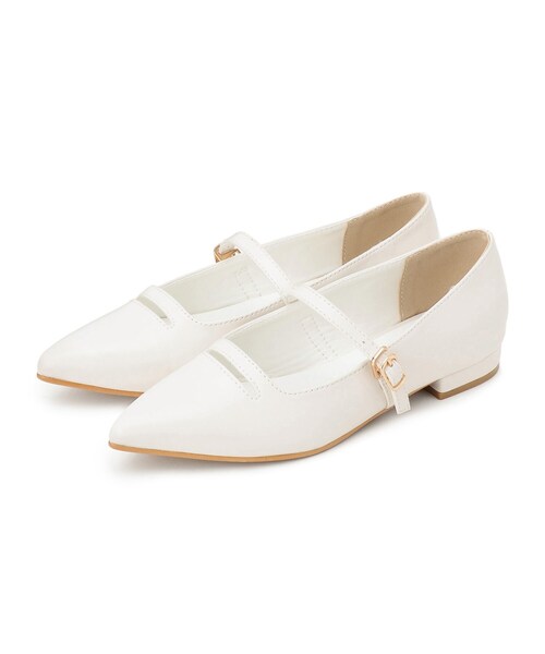 grove（グローブ）の「◆【シャープなポインテッドトウ】スリットメリージェーンポインテッドトゥフラットパンプス（その他シューズ・レディース・ブラック/アイボリー・M/L）」の3枚目の写真