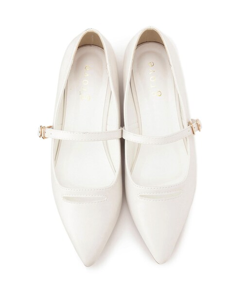 grove（グローブ）の「◆【シャープなポインテッドトウ】スリットメリージェーンポインテッドトゥフラットパンプス（その他シューズ・レディース・ブラック/アイボリー・M/L）」の6枚目の写真