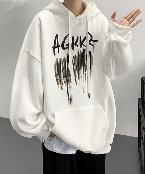 NOWLE(ノウル)の「【NOWLE】ビッグシルエット ワイドスリーブ ロゴ スウェット パーカー(パーカー・メンズ・グレー/ブラック/ブラウン/ホワイト・LARGE/X-LARGE/MEDIUM)」の7枚目の写真