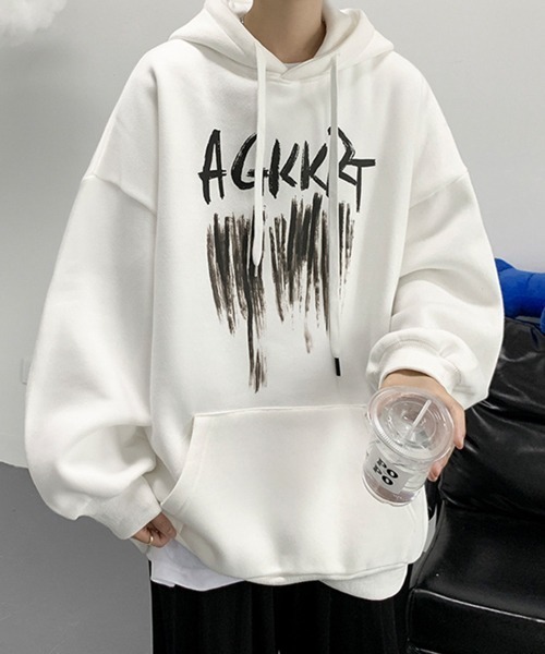 NOWLE(ノウル)の「【NOWLE】ビッグシルエット ワイドスリーブ ロゴ スウェット パーカー(パーカー・メンズ・グレー/ブラック/ブラウン/ホワイト・LARGE/X-LARGE/MEDIUM)」の9枚目の写真