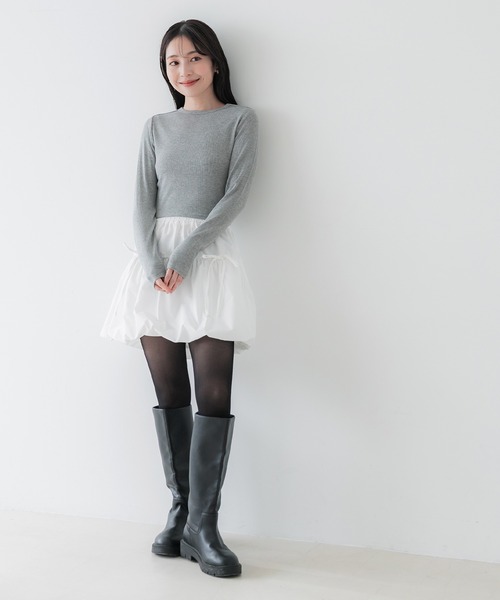 coca(coca)(コカ)の「【WEB限定セール】ポプリン バルーンミニスカート(スカート・レディース・ホワイト/ブラック・M/L)」の3枚目の写真
